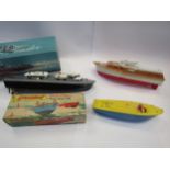 Three boxed model boats to include Vosper R.A.F Crash Tender, Cragstan Inboard Cabin Cruiser and