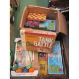 Assorted board games and toys including Kerplunk, Tank Battle etc