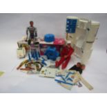 A collection of Six Million Dollar Man toys including boxed Denys Fisher Bionic Transport and Repair