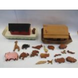 Two wooden arks and animals