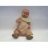 A mid 20th Century hard plastic jointed doll, head stamped PB3/40