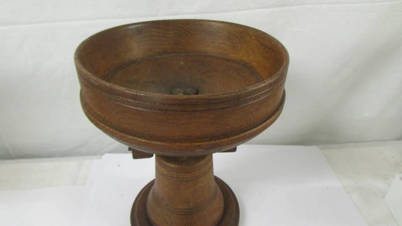 A rare heavy oak revolving ship's comport (bowl). - Image 3 of 3