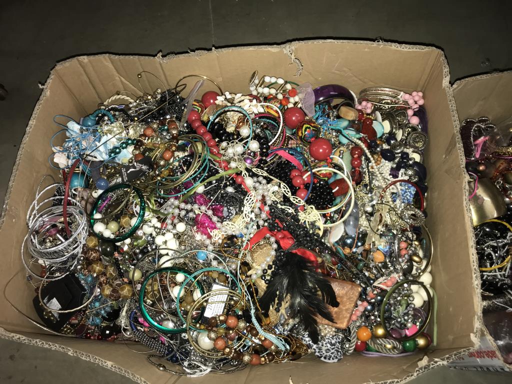 Two large boxes of costume jewellery. COLLECT ONLY - Image 2 of 3