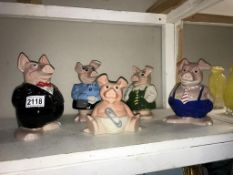 A set of 5 Wade NatWest pig money boxes