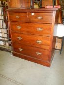 A mahogany two over three chest of drawers. Collect only.