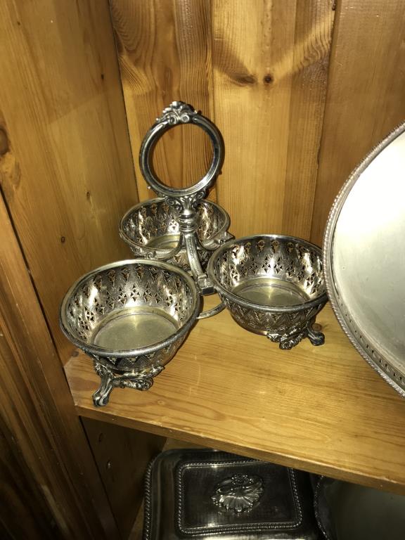 A selection of silver plate, serving tray, candlesticks, tankards etc. - Image 2 of 7