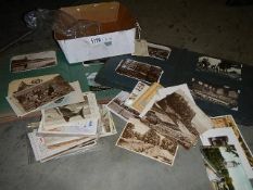 2 albums of early 20th-century postcards including topographical, Irish, British European with loose