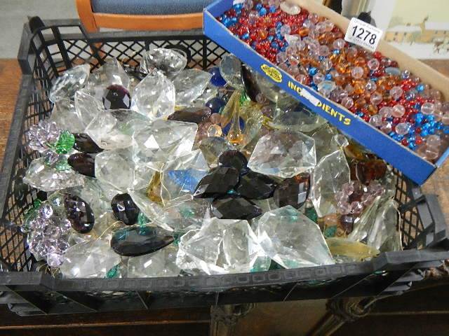 A large quantity of glass chandelier droppers.