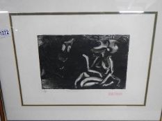 An Eddie Bianchi (act. 1975-1995) female nude modernist abstract artist's proof etching in the style