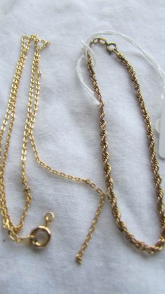 A 9ct gold bracelet and an a/f gold chain, 3.4 grams. - Image 2 of 2