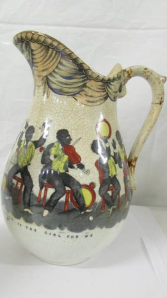 Two rare early 20th-century jugs depicting jazz bands, both a/f. - Image 2 of 7