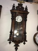 A Victorian Vienna wall clock with Eagle pediment . Height 106cm ( COLLECT ONLY)