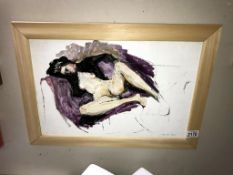 An original Franklin White nude study painting on board, signed & dated July 18, 1965 (Image 44.