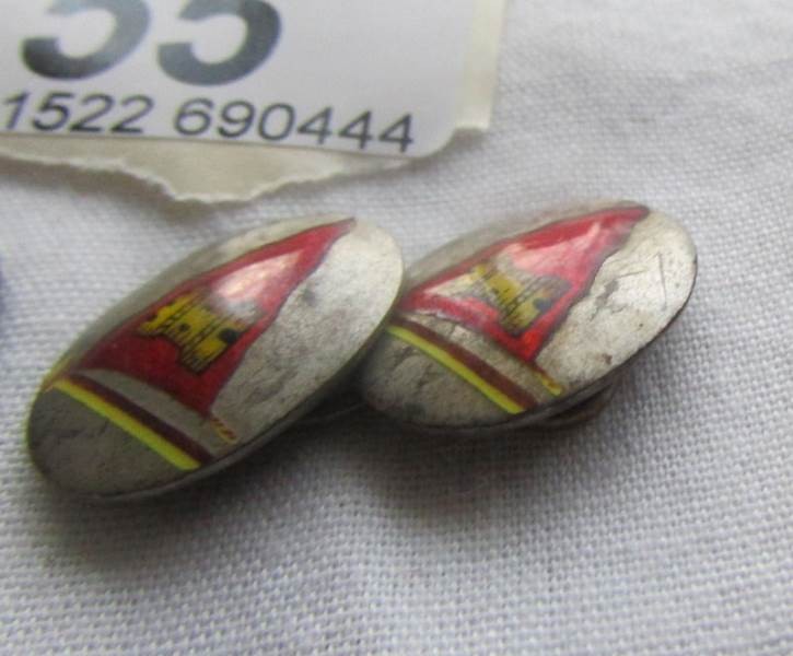 A pair of silver 'pennant' cuff links. - Image 3 of 3