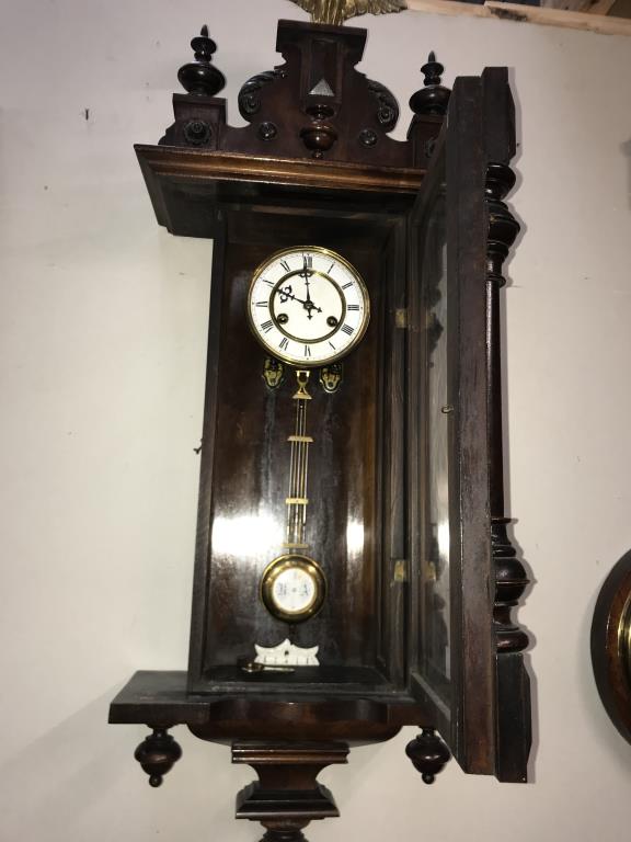 A Victorian Vienna wall clock with Eagle pediment . Height 106cm ( COLLECT ONLY) - Image 2 of 3