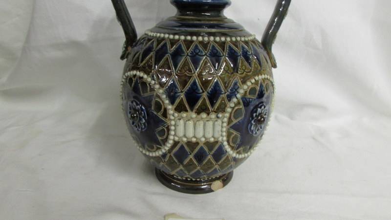 A Royal Doulton two handled vase in a blue, brown and white pattern, various artists including - Image 2 of 4