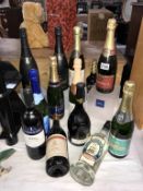 13 bottles of alcohol including Plymouth Gin, Toso & Brut etc. Collect only.