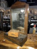 An Edwardian dressing table mirror & an old wooden collectors box