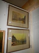 A pair of framed and glazed tall ship prints entitled "Liverpool Dock Scene" by Atkinson Grimshaw.