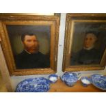 Two Victorian portrait prints on board in gilt frames, a/f. 48 x 59 cm.