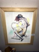 An original Franklin White nude study painting on board, dated Feb 17, 1968 (Image 29cm x 39cm -