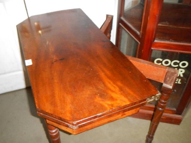 A Victorian mahogany fold over card table. - Image 2 of 3