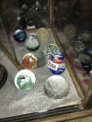 8 vintage glass paperweights