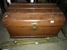 An old tin steamer trunk - 79cm x 59cm x 47cm