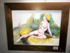 An original Franklin White nude study painting on board, signed & dated Jan 21, 1966 (Image 39.5cm x