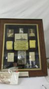 An oak framed and glazed collage H M S Albion with Christmas gifts to servicemen 1914 from H.M