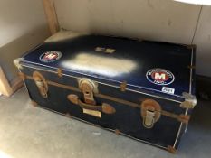 A black antique travel trunk. Collect only.