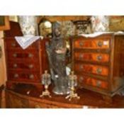 A good pair of small mahogany chests of drawers with brass handles and bracket feet.