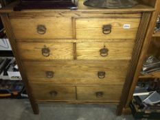 An Edwardian oak 7 drawer chest with iron handles 95cm x 45cm x Height 110cm