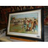 A framed and glazed village fair print. (collect only). 36 x 49 cm.