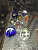8 vintage glass paperweights