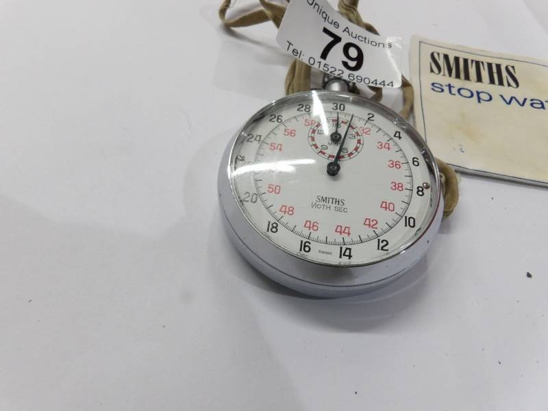 A vintage chrome cased Smith's 1/10 second stop watch. - Image 2 of 6