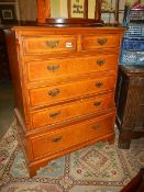 A birds eye maple two over three chest of drawers. Collect only.