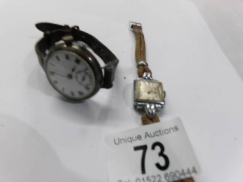 A silver cased trench wrist watch in working order and a ladies chrome plated atd deco wrist - Image 3 of 9