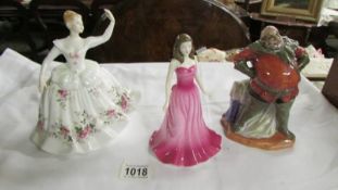 3 Royal Doulton figures - Falstaff Hn2054, Ruby HN4976, Shirley HN2702.