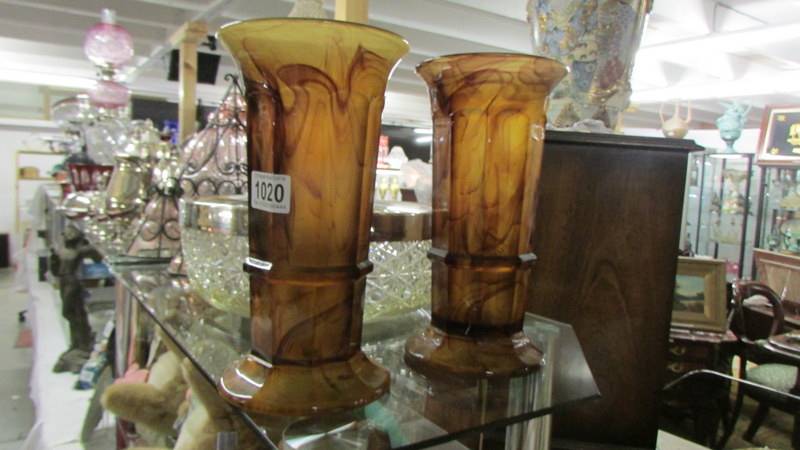 A pair of Davidson cloud vases.