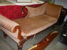 An old mahogany chaise longue. Collect only.