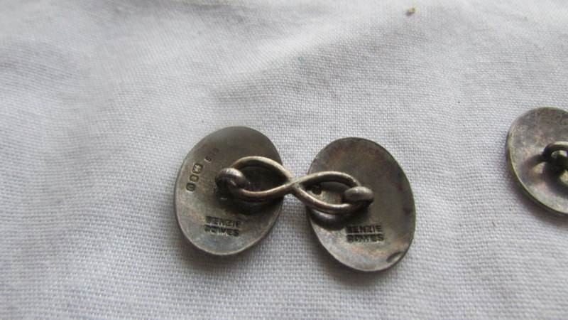 A pair of silver 'pennant' cuff links. - Image 2 of 3