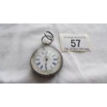 A Victorian ladies silver fob watch (needs attention).
