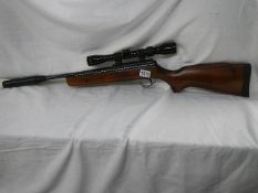 BSA Lightning .22 cal. B/B beech stock, serial S05166, 3.9 x 32 Tasco scope and fitted silencer.