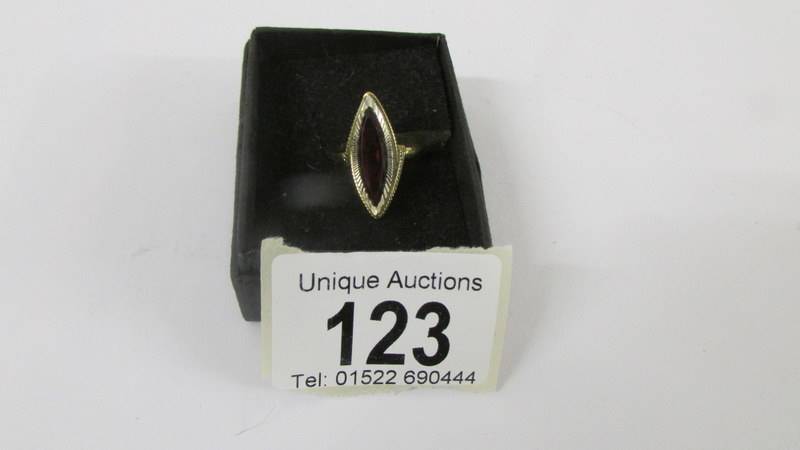 An 18ct yellow gold marquis ring, 5.7 grams. size L. - Image 3 of 4