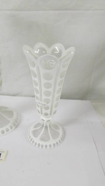 Three early Victorian overlaid glass vases, one a/f, others in good condition. - Image 3 of 4