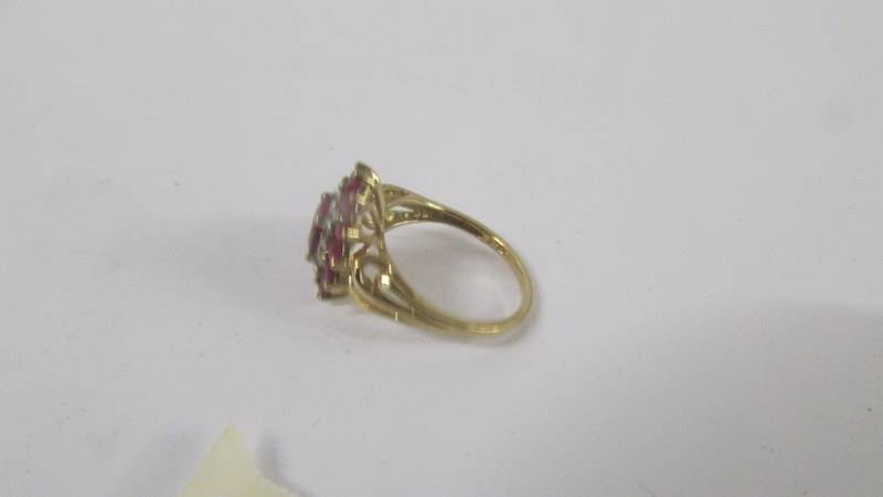 A yellow gold ruby and diamond ring, size P. - Image 6 of 8