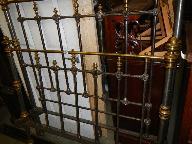 A good Victorian brass and iron bedstead complete with side irons. Collect only. - Image 2 of 2