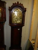 A brass dial long case clock. Collect only.