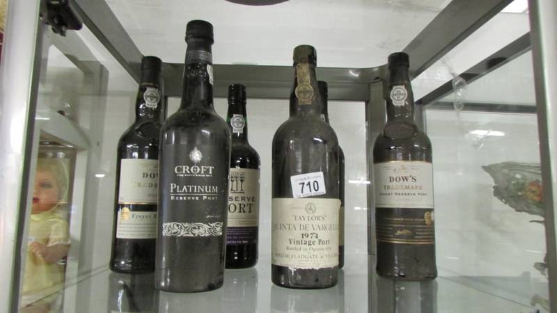 Six old bottles of port. Collect only.